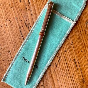 Engraved I LOVE YOU MOM TIffany & Co. Ballpoint Pen Sterling Silver&Gold Vermeil
